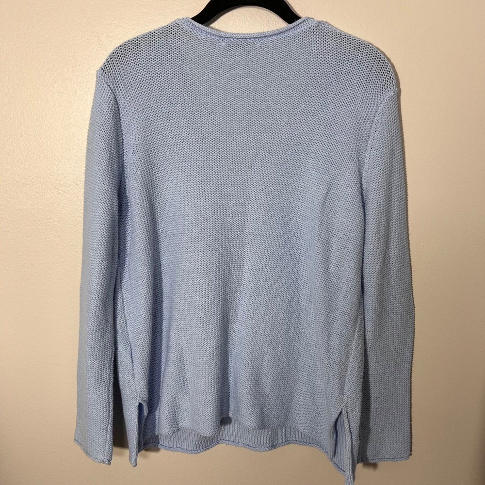 Reverse Knit Coffee Lake Wine Lightweight Sweater Blue Summer Oversized XS/S - Picture 12 of 13